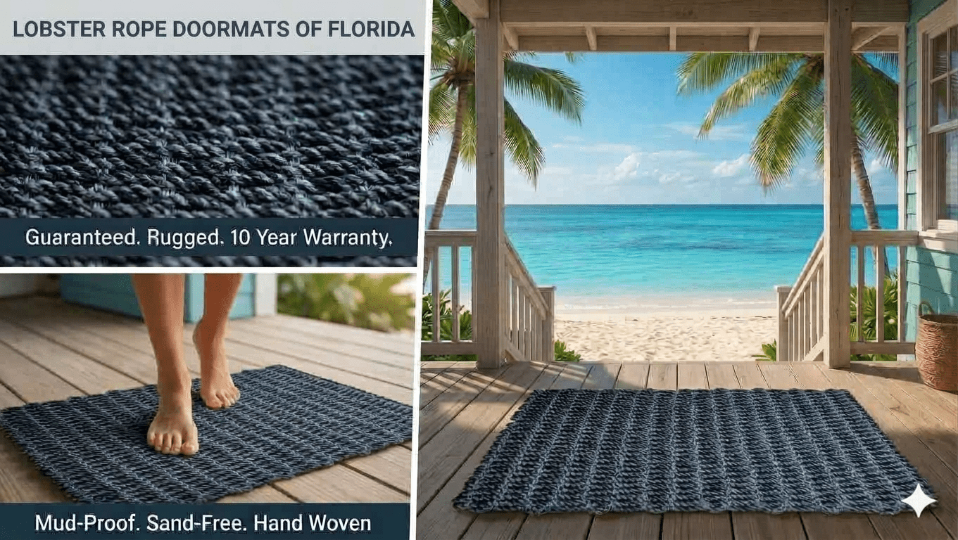 Lobster Rope Doormats of Florida in Navy