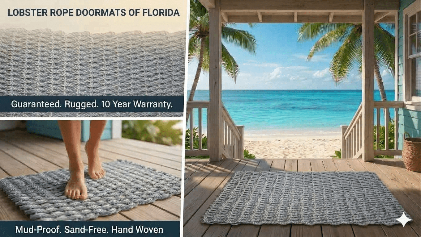 Gray Lobster Rope Doormat