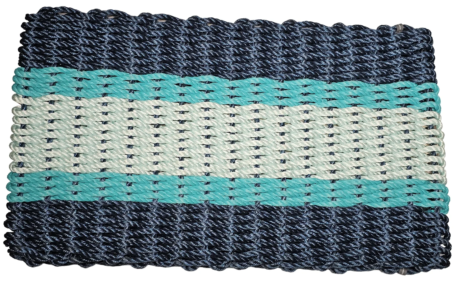 Lobster Rope Doormats of Florida in 2 Navy-2 Teal-1 Seafoam