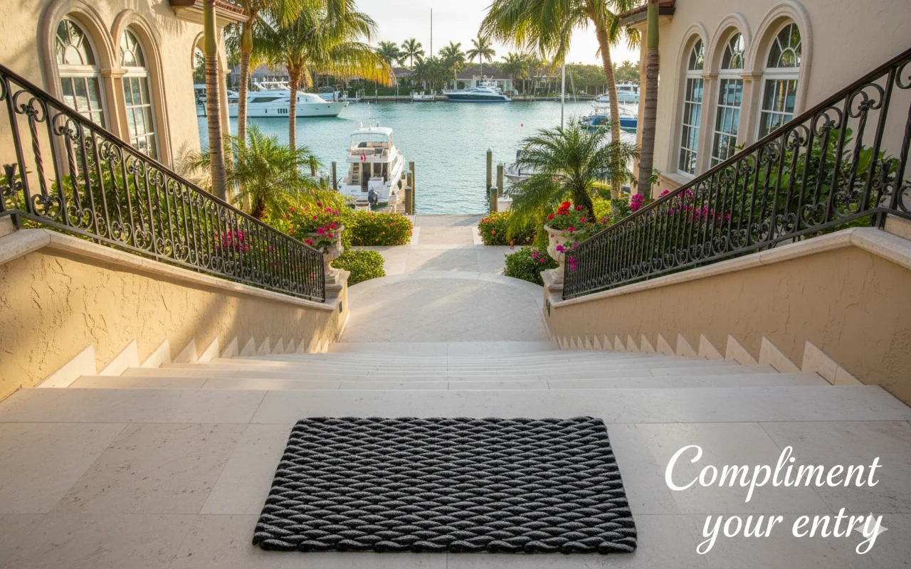 Lobster Rope Doormats of Florida in Black-Gray