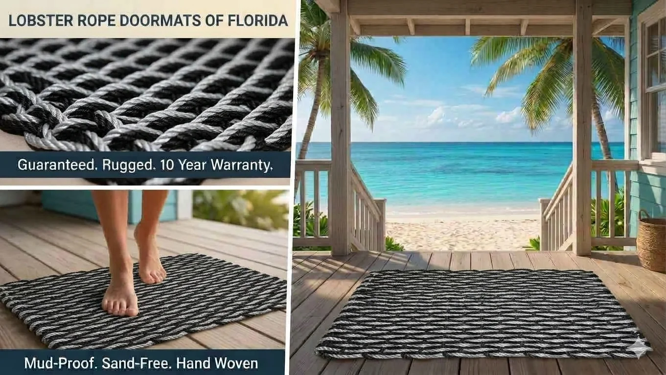 Lobster Rope Doormats of Florida in Black-Gray