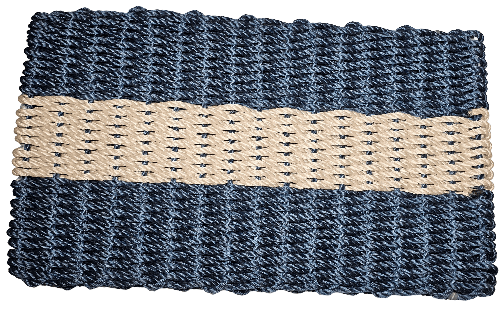 Navy Light Tan Stripe Lobster Rope Doormats of Florida
